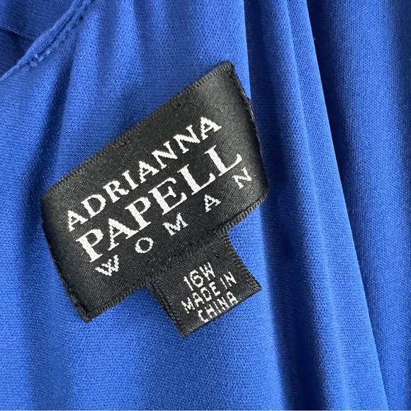 ADRIANNA PAPELL WOMAN Shutter Pleat Jersey Dress Electric Blue Size 16W - Picture 4 of 11